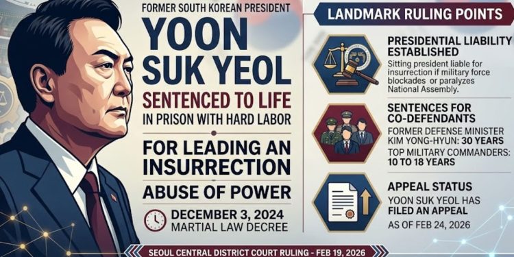 Yoon Suk Yeol Sentenced to Life for Insurrection Over 2024 Martial Law Decree